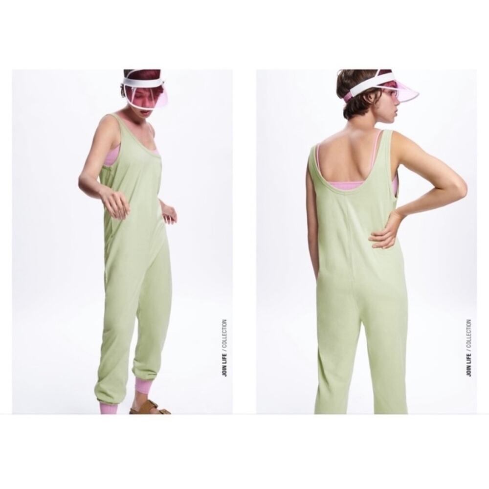 NWT Zara Green Sleeveless Jumpsuit Small - Picture 2 of 6